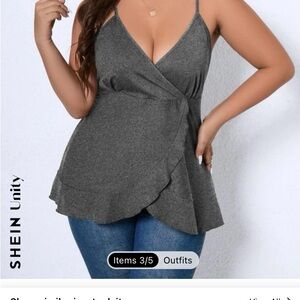 Grey Shein Unity Deep v-neck tank top size 1XL